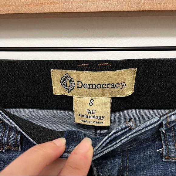DEMOCRACY AB Technology Distressed Medium Wash Raw Hem Skinny Jeans Size 8 - Picture 3 of 11